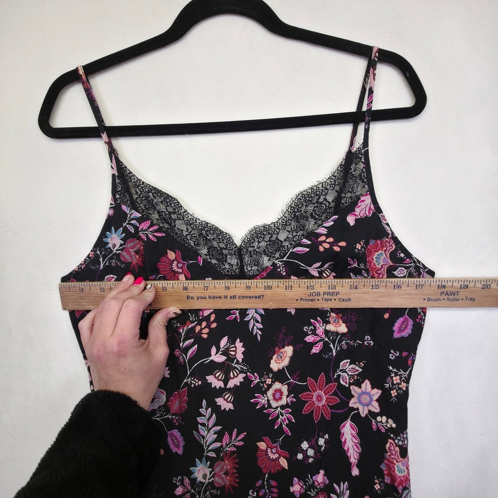 Boho Lace Whimsigoth Dress Women L Black Floral Romantic Slip Babydoll Maxi Date - Picture 4 of 15